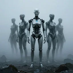 cyborgs in fog, by simon stalenhag