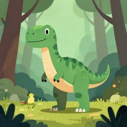 an illustration of a dinosaur 3 9 5 y in the woods, trending on artstation, central composition, very cartoon, shape focus, high detailed, by anton fadeev w 8 df