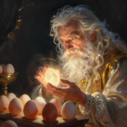 wizard examining eggs