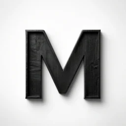 letter m wooden logo black and white