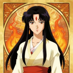anime art nouveau portrait of Fire Lady Katara in the style of JM Animation, symmetrical