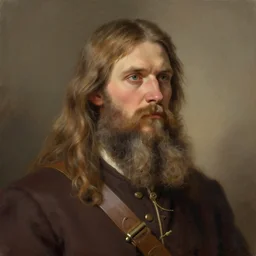 soviet era art of man with long hair and beard. featured on artstation