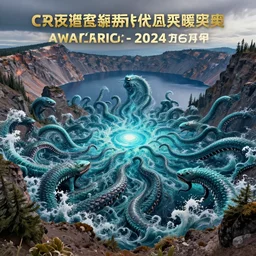 crater lake writhing with tentacles and sea monsters, ultra detailed, highly detailed, 8 k, trending on artstation, award - winning art,