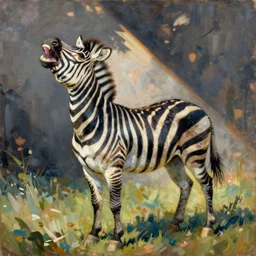 laughing zebra. art by mary cassatt