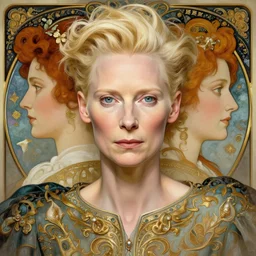 symmetry!! full shot of a beautiful tilda swinton, pretty face, intricate, elegant, highly detailed, digital painting, artstation, concept art, smooth, sharp focus, illustration, art by artgerm and greg rutkowski and alphonse mucha, 8 k