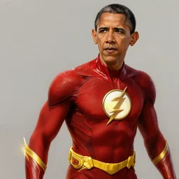 Barack Obama as The Flash, digital painting, highly detailed