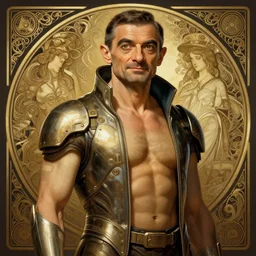 portrait of mr bean, sci - fi, muscular! cyberpunk, intricate, elegant, highly detailed, digital painting, artstation, concept art, smooth, sharp focus, illustration, art by artgerm and greg rutkowski and alphonse mucha