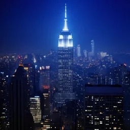 new york city at night, blue fog, 1 9 8 0 s