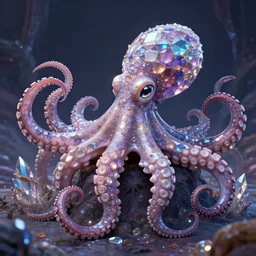 a octopus made of crystal gems, fantasy epic art