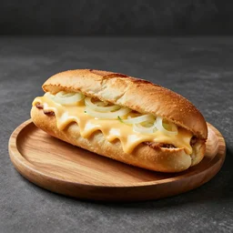 A gourmet cheesesteak, on a wooden plate with melted cheese, onions, centered, dynamic lighting, food photography, pinterest, by Mauro Turatti, Ultra-detailed, 8K, SLR camera, V-ray render 4K, realistic, cinematic, clean