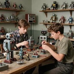 ( ( ( ( ( 1 9 5 0 s retro boy inventors science fiction cluttered robot mechanics shop interior scene. muted colors. ) ) ) ) ) by jean - baptiste monge!!!!!!!!!!!!!!!!!!!!!!!!!!!!!!