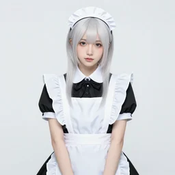 A pale emo girl wearing a maid dress