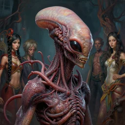realistic detailed photo rendered in octane 3 d, of an alien brainsucker by francis bacon, by h. r. giger, by ayami kojima, amano, karol bak, greg hildebrandt, and mark brooks, rich deep colors. beksinski painting, art by takato yamamoto. masterpiece. rendered in blender, ultra realistic, smooth shading, ultra detailed, high resolution, cinematic, unreal 6