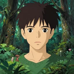 maximalist otherworldly forest male face, trending on pixiv fanbox, painted by makoto shinkai takashi takeuchi studio ghibli, akihiko yoshida, yoshitaka amano, wangechi mutu, clean cel shaded vector art, illustration, hd, 8 k