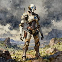 rosie the robot steampunk style watercolor matte