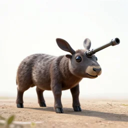 An artillery gun shaped like an ant eater, high resolution photograph