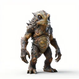 battle-worn slime creature, cinematic studio photo, full body, standing, isolated on a pure white background, centered, whole figure in frame, sharp focus, studio lighting