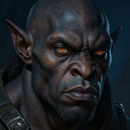 portrait of a black orc sniper, extreme fine detail background, night, highly detailed, detailed eyes, high quality, digital painting, hyperrealistic, by gaston bussiere, j. c. leyendecker, craig mullins