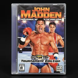 john madden : professional wrestling the video game 1 9 9 7 tournament edition featuring guy fieri for the nintendo genesis, game case, box art
