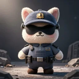 cute fumo plush of a masked guard from an oppressive scifi regime