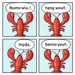 four panel comic, where ever character is just saying lobsters in every scene