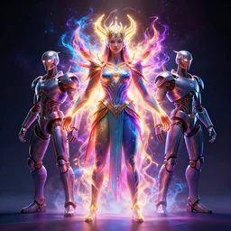 a symmetrical beautiful god with colorful energy by alex gray and android jones, concept art, octane render, 8 k, unreal engine
