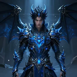 a hybrid exquisite black hair, handsome azure dragon prince, magic light dust, horizon zero dawn machine, intricate. symmetrical. dim lighting, unreal engine 5, concept art ， by greg rutkowski, loish, highly rendered, digital painting, artstation, artstation hq, mysterious toplight 8 k