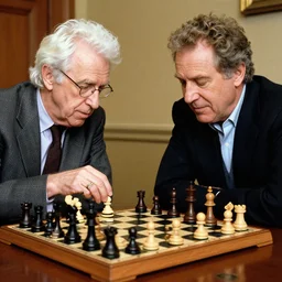 James Randi and Uri Geller playing chess