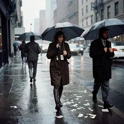 raining dollar bills on a new york street, by saul leiter, color photography