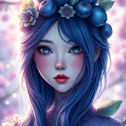 the portrait of a blueberry that resembles an absurdly beautiful, graceful, elegant, sophisticated anime girl, an ultrafine hyperdetailed illustration by kim jung gi, irakli nadar, intricate linework, bright colors, octopath traveler, final fantasy, unreal engine 5 highly rendered, global illumination, radiant light, detailed and intricate environment