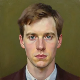 of an ultra detailed full head portrait painting of kevin, home alone, front view, oil painting, by wes anderson