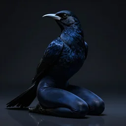striking character concept portrait, black canary, sitting down with knees together, dark blue leotard costume, curvaceous. detailed, high quality, dark lighting, very high contrast with dark background, fantasy, reflective, spotlight. digital artwork by artgerm and wlop and alex ross and greg rutkowski and alphonse mucha, trending on artstation