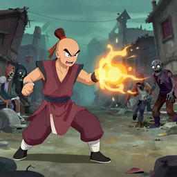 ghost town avatar aang fight against zombies