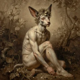 Lorenzo James Henrie as a satyr full body portrait, seductive, sexy, leaves, intricate, digital painting, old english, sepia, whimsical background by marc simonetti, artwork by liam wong