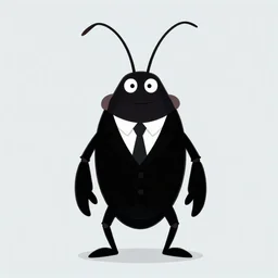 flat 2 d : : cockroach character securityguard : : long antennae : : black suit tie : : head torso legs feet : : lorax movie : : artstation