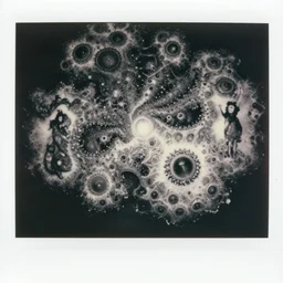 a black and white photo of a monstrous and pathological shape, mandelbrot, in the style of egon schiele, gary baseman, jenny saville, jim henson, surreal, film photography, soft lighting, fashion photography, polaroid photography