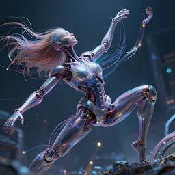 optical fiber cyborg in ecstasy, climax, photorealistic, concept art