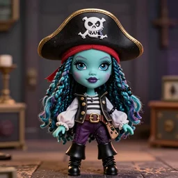 a monster high pirate cthulhu headed doll, designed and created by garret sander, ultrarealistic, cinematic, photorealistic, fashion doll, correct proportions