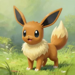 a very cute eevee pokemon, beautiful painting by artgerm and greg rutkowski