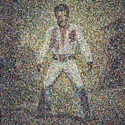 fillm still, full body shot of Elvis Presley turned into a zombie, from the TV-series The Walking Death, promotional image, graphic,