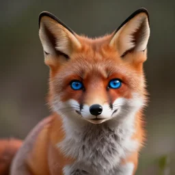 a sweet cartoon fox with blue eyes