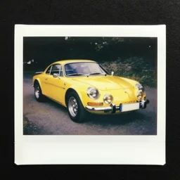 old polaroid shots of a yellow alpine A110