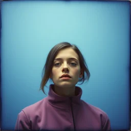 kodak portra 4 0 0, wetplate, muted colours, blueberry, 1 9 3 0 s style, award winning portrait of space age colour print design on canvas in the style of britt marling