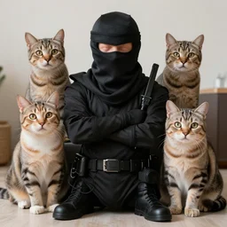 ninja einstein crime fighter, cats, photo, detailed, 4 k