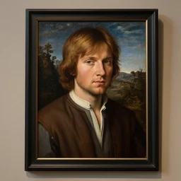 a portrait painting of young luke from star wars in a renaissance style hanging in the louvre