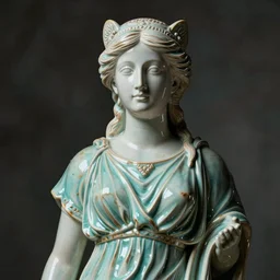 “Ancient Greek goddess statue made of ceramics in celadon glaze, concept art, stylized”