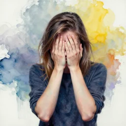 photorealistic color ink modern painting of a difficult decision
