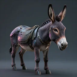 Cyberpunk Fine art photography portrait of a solarpunk half robot half donkey, highly detailed, artistic, cinematic lighting 8k