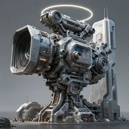 3 d sculpt of massive interlocking layered complex cyberpunk'scifi digital movie camera'' maschinen krieger'' power station'complex industrial military building facade, halo, star wars, ilm, star citizen halo, mass effect, high tech industrial, artstation unreal