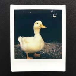 old polaroid of a giant duck